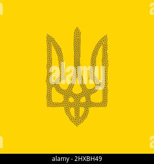 Wappen der Ukraine Staatswappen Nationales ukrainisches Symbol Dreizack verbundene Linien. Vektordarstellung auf weißem Hintergrund isoliert. Stock Vektor