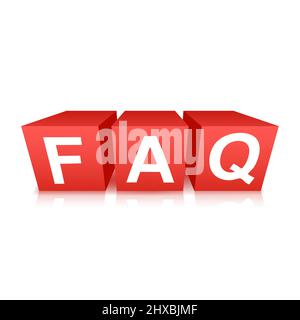 FAQ Cubes Illustration isoliert auf weißem Hintergrund. Stock Vektor