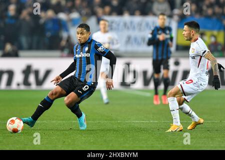 Bergamo, Italien. 10. März 2022. Luis Muriel (9) aus Atalanta, der während des UEFA Europa League-Spiels zwischen Atalanta und Bayer Leverkusen im Gewiss Stadium in Bergamo gesehen wurde. (Foto: Gonzales Photo/Alamy Live News Stockfoto