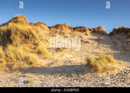 Sanddünen am Talacre Beach an der Küste von Nordwales Stockfoto