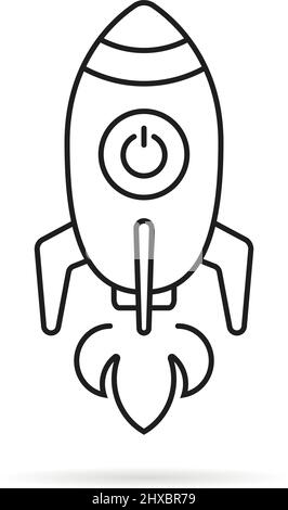 Black Thin Line Raketship Launch Stock Vektor