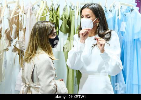 Madrid, Spanien. 11. März 2022. Madrid. Spanien. 20220311, Königin Letizia von Spanien nimmt an der ‘75. Mercedes-Benz Fashion Week Madrid’ auf der IFEMA am 11. März 2022 in Madrid, Spanien Teil. Quelle: MPG/Alamy Live News Stockfoto