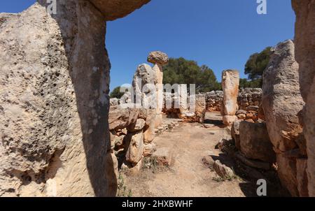 Dieses Foto wurde im talayotischen Dorf Torre d'en Galmés, Menorca, Balearen, Spanien, aufgenommen. Stockfoto