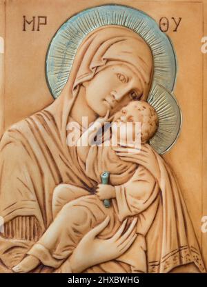 Ikone der Madonna, Gottesmutter (Maria) und Kind (Jesus Christus) Stockfoto