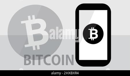 Einfaches Bitcoin-Vektorbild in monochromem Ton. Bearbeitbarer Vektor. Stock Vektor
