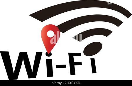 Standort- und Wi-Fi-Symbole. Bearbeitbarer Vektor. Stock Vektor