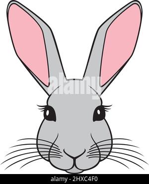 Hasenkopf. Darstellung der Farbe des Kaninchengesichts Stock Vektor