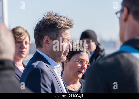 Kiel, 11. März 2022, Bundeswirtschaftsminister Dr. Robert Habeck zu Gesprächen bei Finanzministerin Monika Heinold in Kiel, Schleswig-Holstein Stockfoto