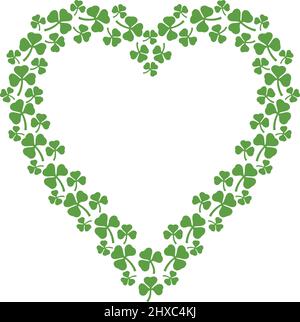 Herz aus Kleeblatt. Shamrock-Ikone. „St. Patrick's Day“-Design. Stock Vektor