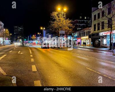 Belebte Straßen und Tanztürme bei Nacht, St. Pauli, Hamburg, Deutschland, Europa Stockfoto