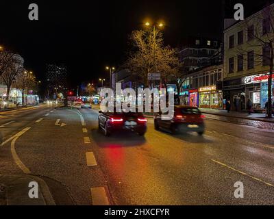 Belebte Straßen und Tanztürme bei Nacht, St. Pauli, Hamburg, Deutschland, Europa Stockfoto