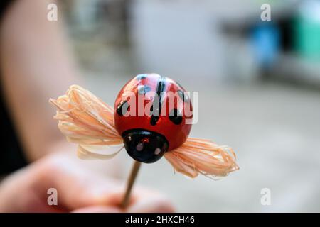 Marienkäfer, niedliche osterdekoration Stockfoto