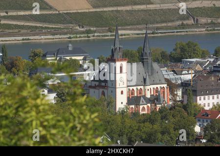 Ansicht der spätgotischen Basilika St. Martin in Bingen, Rheinland-Pfalz, Deutschland Stockfoto