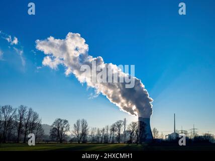 Kernkraftwerk Isar 2, Ohu, bei Landshut, Bayern, Deutschland, Europa Stockfoto