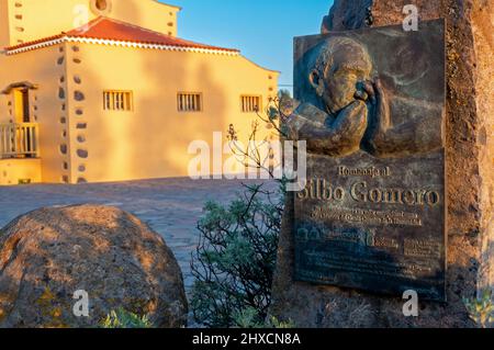 Das Silbo Gomero Denkmal - das Denkmal für die La Gomera Pfeife, auf dem Mirador de Igualero, La Gomera, Kanarische Inseln, Spanien Stockfoto