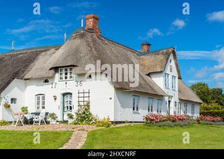 Friesisches Haus in Morsum, Insel Sylt, Schleswig-Holstein, Deutschland Stockfoto