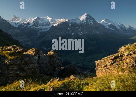 Gipfel, Eiger Nordwand, Grindelwald, Berner Oberland, Schweiz Stockfoto