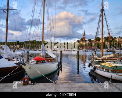 Museumshafen in der Altstadt von Flensburg Stockfoto