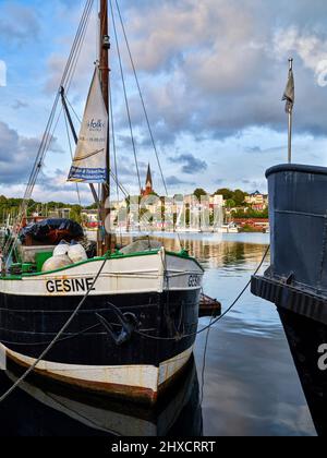 Museumshafen in der Altstadt von Flensburg Stockfoto