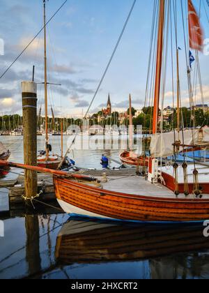 Museumshafen in der Altstadt von Flensburg Stockfoto