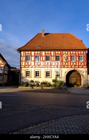 Fachwerkhäuser in Bundorf, Bezirk Haßberge, Unterfranken, Bayern, Deutschland Stockfoto