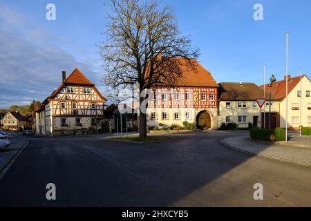 Fachwerkhäuser in Bundorf, Bezirk Haßberge, Unterfranken, Bayern, Deutschland Stockfoto