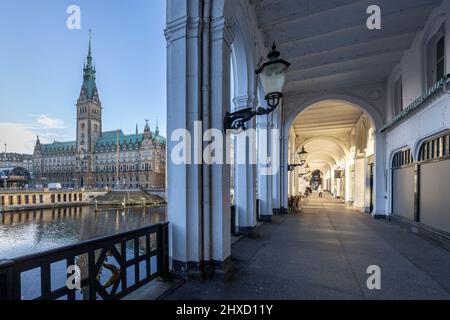 Hansestadt Hamburg, Blick in die Arkaden der Alsterarkaden Stockfoto