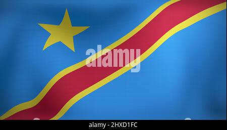 Bild der beweglichen Flagge der demokratischen republik kongo, die winkt Stockfoto