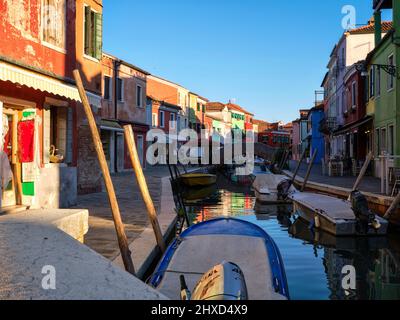 Unterwegs auf Burano in der Lagune von Venedig Stockfoto