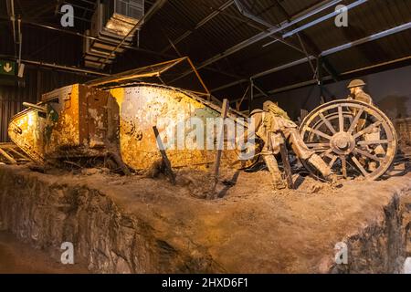 England, Dorset, Bovington Camp, The Tank Museum, Ausstellung des im Grabenkrieg verwendeten Panzers des Ersten Weltkriegs Stockfoto