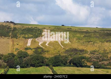 England, Dorset, Weymouth, das Osmington White Horse, das 1808 gegründet wurde Stockfoto