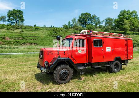 Lützelbach, Hessen, Deutschland, Magirus Deutz F Mercur 125 A, Panzerfeuerwerk, Baujahr ca. 1963, Hubraum 7412 ccm, Stockfoto