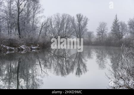 Deutschland, Bayern, Oberbayern, Pfaffenwinkel, Penzberg, Bezirk Schönmühl, Moor Loisach-Kochelsee, Loisachtal bei Schönmühl Stockfoto