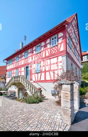 Haus Christiansn, Gehöft, Fachwerk, Nassach, Hassberge, Unterfranken, Bayern, Deutschland, Stockfoto