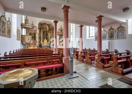 St. Bonifatius, Kirche, Wehrkirche Aschfeld, Aschfeld, Main-Spessart, Franken, Bayern, Deutschland Stockfoto