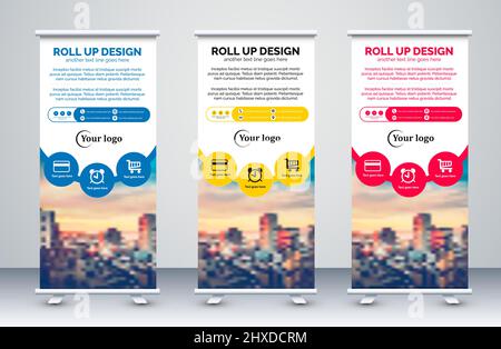 Roll-up Banner Ständer Vorlage Design, Standee, X Banner Vorlage editierbare Vektor-Illustration Stock Vektor