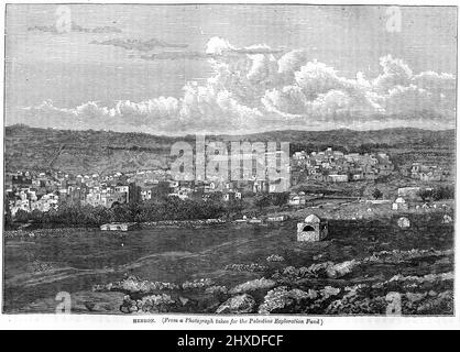 Stich der Stadt Hebron, um 1880 Stockfoto