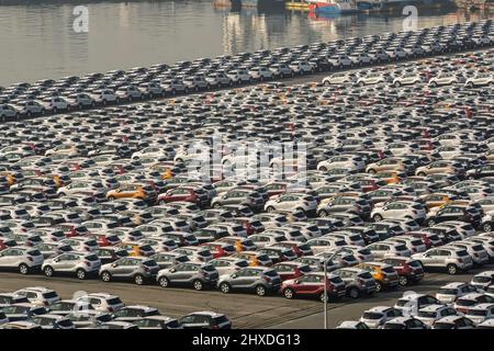 Autoterminal im Incheon Harbour Südkorea Stockfoto