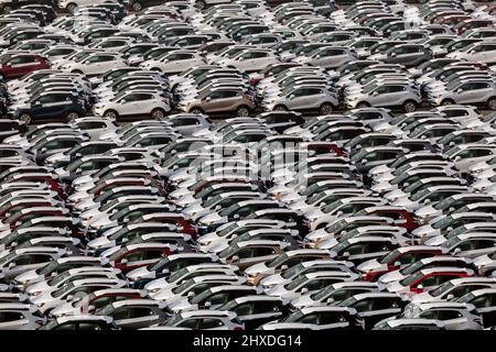 Autoterminal im Incheon Harbour Südkorea Stockfoto