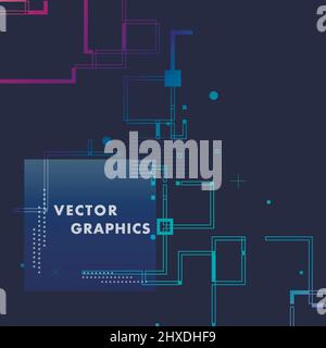 Abstrakte Komposition und geometrische Elemente mit Verbindungslinien und Quadrat. Vektorhintergrund Stock Vektor