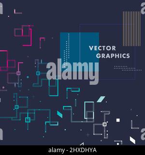 Vektor moderner Hintergrund mit Verbindungslinien und Quadrat. Abstrakter Architekturplan mit einfachen Elementen Stock Vektor