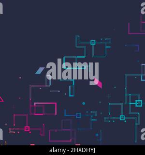 Vektor moderner Hintergrund mit Verbindungslinien und Quadrat. Abstrakter Architekturplan mit einfachen Elementen Stock Vektor