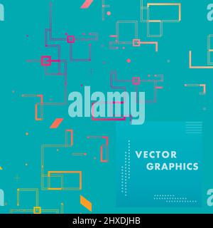 Abstrakte Komposition und geometrische Elemente mit Verbindungslinien und Quadrat. Vektorhintergrund Stock Vektor