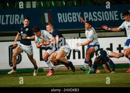 Treviso, Italien. 11. März 2022. Lorenzo Pani (Italien) während 2022 Six Nations Under 20 - Italien gegen Schottland, Rugby Six Nations Spiel in Treviso, Italien, März 11 2022 Quelle: Unabhängige Fotoagentur/Alamy Live News Stockfoto