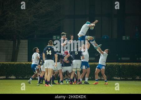 Treviso, Italien. 11. März 2022. Alessandro Ortombina (Italien) während 2022 Six Nations Under 20 - Italien gegen Schottland, Rugby Six Nations Spiel in Treviso, Italien, März 11 2022 Quelle: Independent Photo Agency/Alamy Live News Stockfoto