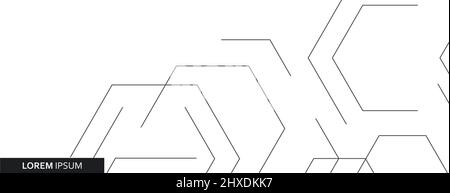 Vektor-Banner-Design, weißer Hintergrund mit Connect-Hexagon-Muster Stock Vektor