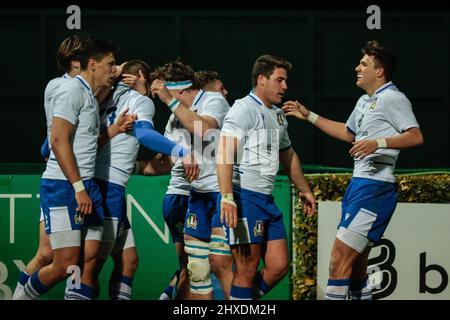 Treviso, Italien. 11. März 2022. Glück Italien während 2022 sechs Nationen unter 20 - Italien gegen Schottland, Rugby Six Nations Spiel in Treviso, Italien, März 11 2022 Quelle: Independent Photo Agency/Alamy Live News Stockfoto