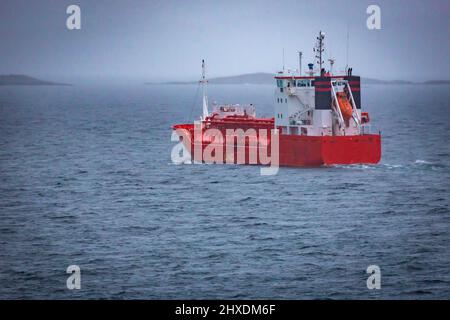 Schiff auf der norwegischen See Stockfoto