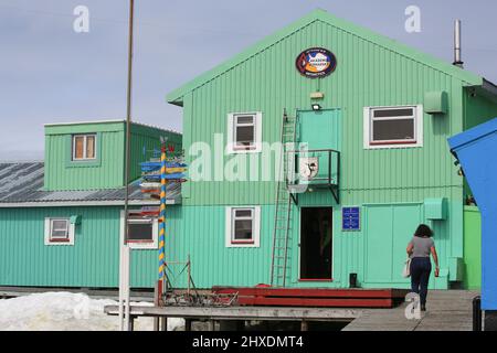 Die Forschungsbasis Vernadsky ist eine ukrainische Antarktisstation auf der Galindez-Insel auf den argentinischen Inseln der Antarktischen Halbinsel. Stockfoto