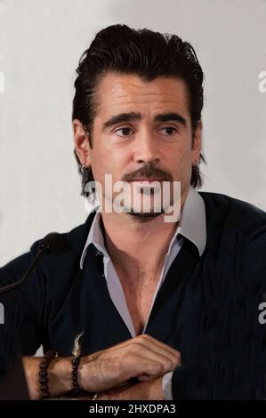 Der irische Schauspieler Colin Farrell bei der Pressekonferenz zur Rettung von Mr Banks im Dorchester, London 2013 Stockfoto